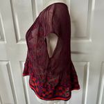 Free People  “All Your Feelings” Sheer Embroidered Blouse Plum Red Boho Photo 6