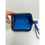 Henri Bendel  Cosmetic Bag Brown White Stripe Blue Strap Photo 4