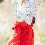 John Mark Multi Color Print Long Sleeve Button Tunic Sz Small (Fits Larger) White Photo 2