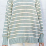 Brandy Melville Crewneck Striped Brianna Cotton Sweater Green One Size - Medium Photo 0