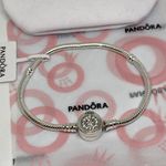 Pandora Moments Sparkling Crown Claps Snake Chain Charm Bracelet For Women’s Size 7.5 Inches Photo 0