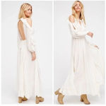 Free People NWT Huxley Maxi Dress Ruffle Cutout Open Back Metallic Boho Size S Photo 2