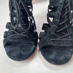 Saks 5th Avenue Gray Saks Fifth Y2K Caged Suede Heel Womens Shoes Sz 7 Black Clubwear Date Edgy Photo 4