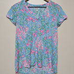 Lilly Pulitzer Women's Small XS Etta Top Amalfi Blue Best Fishes High Low Beach Photo 0