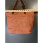 Monogram Tote Bag Womens Large Orange Jute Woven Purse Leather Handles Zipper N Photo 4