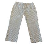 Adrianna Papell  Dark Blue &‎ White Gingham Print Cotton Stretch Pants Women's 10 Photo 1