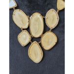 Women's Statement Gold Necklaces With Cream Gemstones And Lobster Claw Lock Yellow Photo 2