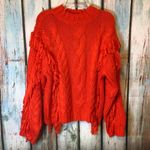 525 America  Orange Acrylic Fringe Sweater Size L Photo 0