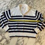 J.Crew NWT  Striped half-zip sweater pearl zipper hole from sensor on blue stripe Photo 8