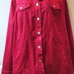 Chico's Chico’s Snow White Crushed Velvet Jacket Women’s size 2 Dark Red Button Photo 0