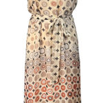 Glam  Dress Women L Cream Geometric Halter 100% Silk Scarf Maxi Vintage Y2K Party Photo 0