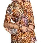 LITA by Ciera womens small cheetah swirl silk shirt dress cute lux mini open sle Black Photo 0