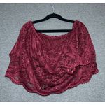 Ambiance | Womens Burgundy Lace Crop Top Style #69238 | Small Red Photo 1