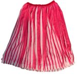 J.Crew Size 8 Pleated Midi Skirt Peekaboo Stripe Fuschia Pink White AJ984 Photo 2