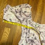 Open Edit  Women’s XS New Purple White Tie Dye Tie Front Puff Sleeve Blouse Photo 4