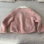 In See Pink and White Teddy Sherpa Jacket with Leather Accents Size 38 Photo 4