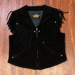 Harley Davidson Genuine Suede Leather Fringed Vest Photo 0