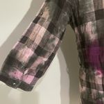 she's cool  purple and black plaid button up dress long shirt tie dye Medium Photo 3