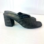 Seychelles  Black Woven Raffia Block Heel Mules Sandals Square Toe Slides Size 8 Photo 4