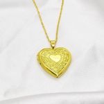 Statement Gold Heart Locket Photo 5