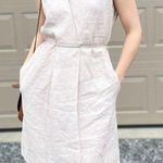 Neiman Marcus 100% Linen Chic Neutral Midi Summer Dress Size Small Photo 3