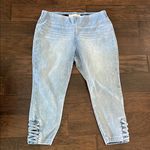 Soft Surroundings Blue Ankle Cropped Jeans with Decorative Hem Photo 0