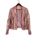 NEW! Western Fringe Soft Faux Suede Open Style Lined Jacket Coat L Dusty Rose Size L Photo 10