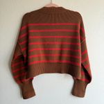 Free People Easy Street Brown and Red Striped Cropped Rib Knit Sweater size XS Photo 2