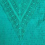 Oak & Trellis Women's Shirt Sz L Kelly Green Crochet Ruched‎ Top Sleeveless Photo 2