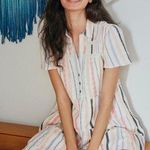 Anthropologie Georgina Tiered Shirt Dress Sz Small Textured Stripe Pastel Boho Photo 0