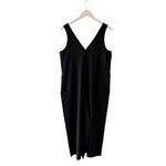 Athleta  Jumpsuit Black Lightweight Wide Leg Y2K  Pockets V Neck Belt Hooks SZ M Photo 5