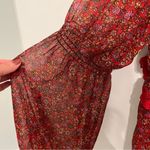 Free People  Dress Pennie Babydoll Mini Red Floral Chiffon Boho Open Back… Photo 7