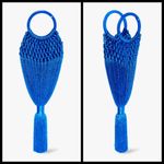 Cult Gaia ππ Angelou Mini Bag ~ Cobalt Blue Macrame Tassel Boho Chic Photo 4