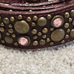 Streets Ahead Leather Pink Crystal Embellishments Belt‎ Antique Gold Tone SzL Brown Size L Photo 2