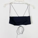 White Fox Boutique  Black Strappy Criss Cross Lace Up Back Crop Top Bralette Sz L Photo 0