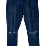 Red Tag Denim Skinny Jeans Womens 12 Medium Wash Distressed Knee Raw Hem Stretch Blue Photo 0