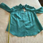 CHAPS  Button Up Collared Linen Shirt Blue Sz 2X DEFECT HOLE Photo 2