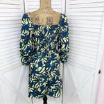 Ba&sh  Winny Tropical Palm Print Tiered Mini Dress Yellow Blue Small Photo 5