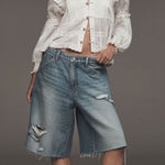 Pilcro Anthropologie  Elastic-Back Denim Bermuda Shorts Photo 0