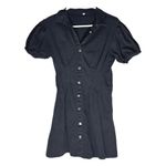 NWOT KDF Puff Sleeve Black Denim Mini Dress Photo 4