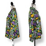 1970s Floral Print Blouse Le Soft Shirt Lady Manhattan Glows in UV Blacklight Orange Size 14 Photo 3