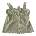 Fashion Bug  size medium Lace Trimmed Green Tank Top fairy whimsi 90s new deadsto Photo 0