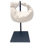 Melie Bianco Alexandra Cream Vegan Knotted Top Handle Bag Small Off-White Purse Photo 4