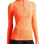 Athleta  Fastest Track Half-Zip Long Sleeve Top Heathered Orange Pullover Medium Photo 0