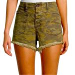 Free People Green Camo Denim Santa Cruz Shorts Photo 2