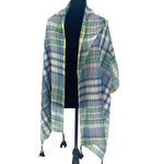 Womens‎ Woven Plaid Tassel Lightweight Scarf Multicolor Size 72” x 24” Blue Photo 3