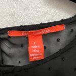 Chelsea and Violet Sheer Peplum Long Sleeve Blouse Large Polka Dot Texture Black Photo 3