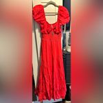 Free People NWT Sundrenched Smocked Puff Sleeve Maxi Dress In Atlas Red Photo 5