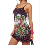 Ed Hardy  Plus Size 2X Cobra Roses
Pink Cheetah Mesh Mini Dress
 NWOT Y2K Photo 1