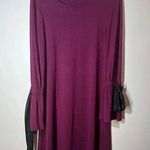 cupio  tunic dress burgundy bell long sleeves  size large Photo 0